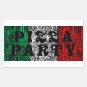 pizza party (italiensk flagga) rektangulärt klistermärke