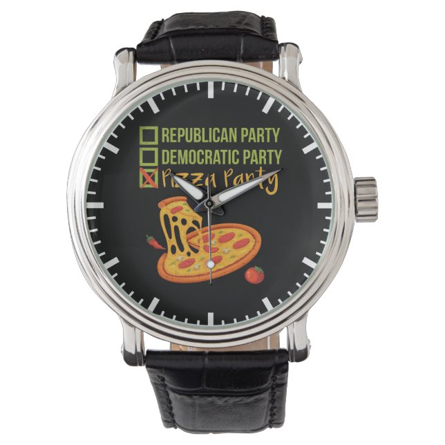 Pizza Party - Lustigt Novelty votering Politik Armbandsur (Framsida)