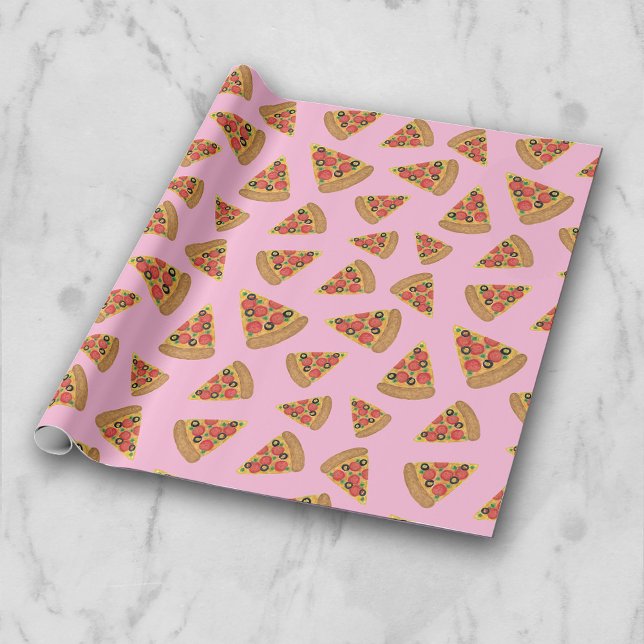 Pizza Party Mönster Rosa Wrapping Papper Presentpapper (Skapare uppladdad)