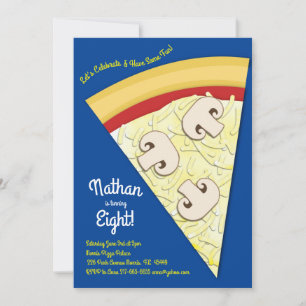 Pizza Party Muhelgrom Pizza Slice Inbjudningar