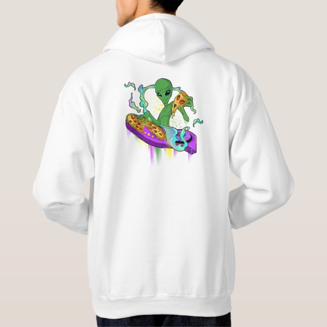 Pizza Party Music Dj Alien Hoodie (Baksida)