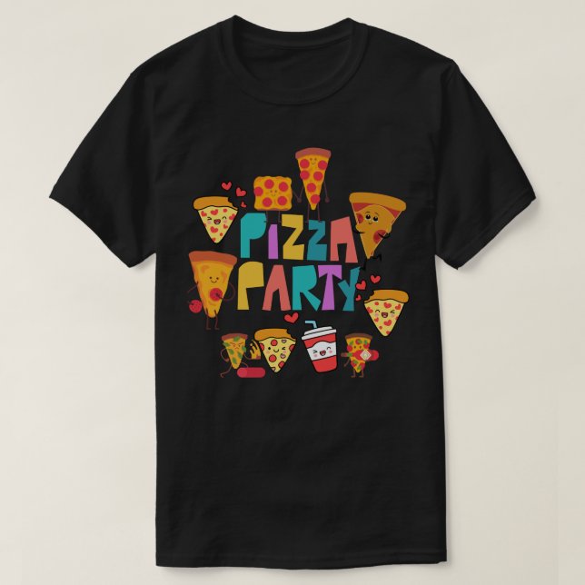 Pizza Party Nationell pizzabagagagidag i Pizza-mån T Shirt (Design framsida)