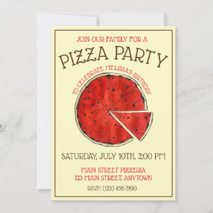 Pizza Party New Haven CT Connecticut Paj Slice Inbjudningar