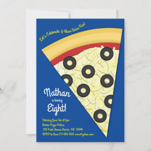 Pizza Party Olive Pizza Slice Inbjudningar