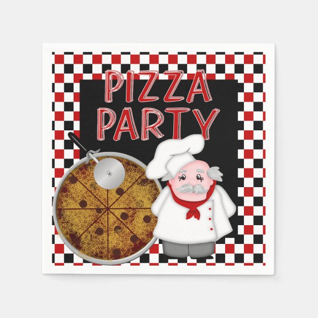 Pizza Party-Papper Cocktail Napkins Pappersservett (Framsidan)
