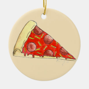 Pizza Party Pepperoni Cheese New York Pizzeria Julgransprydnad Keramik