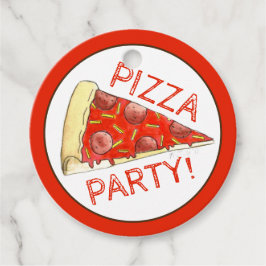 PIZZA PARTY! Pepperoni Cheese Paj Slice Pizzeria Gåvor Etiketter