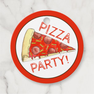 PIZZA PARTY! Pepperoni Cheese Paj Slice Pizzeria Gåvor Etiketter