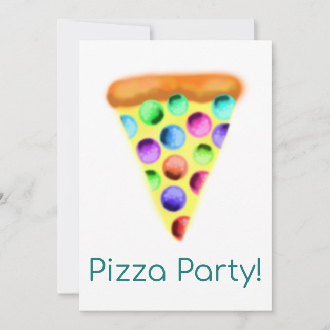 Pizza Party (Regnbåge) Inbjudningar (Framsida)