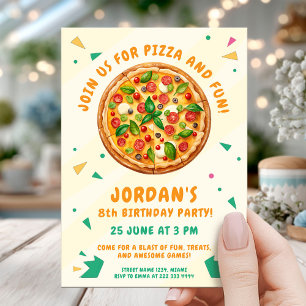 Pizza Party Roligt Födelsedagsfest Inbjudningar
