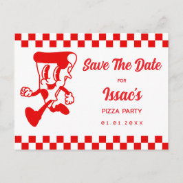 Pizza Party Save The Date Meddelande Vykort