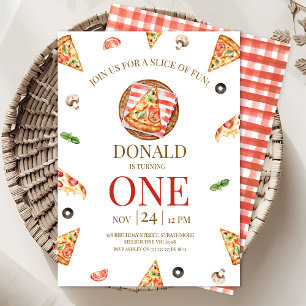 Pizza Party Segment i Roligt 1:a födelsedagen Inbjudningar