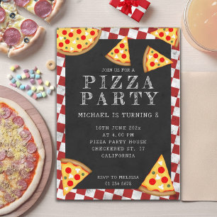 Pizza party-skivor barns födelsedag-styrd reflekto inbjudningar