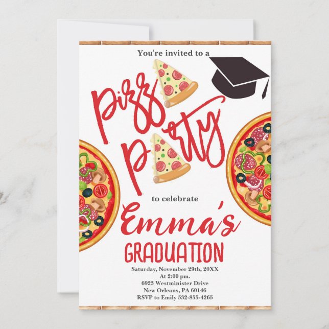 Pizza Party Studenten Inbjudningar (Framsida)