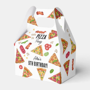Pizza Party Theme Watercolor Barns födelsedag Part Presentaskar