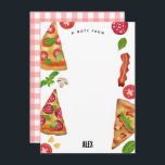 Pizza Party Theme Watercolor Birthday Kids Anteckningskort<br><div class="desc">En vattenfärgspizza,  tema design. En underbar utformning av för barn pizza party tog upp födelsedagsfesterna. Den här färgen med hand plockade pizzor är perfekt för alla som har kärlek pizza,  mat och italienska livsmedel. En underbar party-dekoration och en söt köksdekordesign.</div>