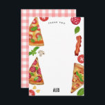 Pizza Party Theme Watercolor Birthday Kids Tack Kort<br><div class="desc">En vattenfärgspizza,  tema design. En underbar utformning av för barn pizza party tog upp födelsedagsfesterna. Den här färgen med hand plockade pizzor är perfekt för alla som har kärlek pizza,  mat och italienska livsmedel. En underbar party-dekoration och en söt köksdekordesign.</div>