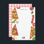 Pizza Party Theme Watercolor Birthday Kids Tack Kort<br><div class="desc">En vattenfärgspizza,  tema design. En underbar utformning av för barn pizza party tog upp födelsedagsfesterna. Den här färgen med hand plockade pizzor är perfekt för alla som har kärlek pizza,  mat och italienska livsmedel. En underbar party-dekoration och en söt köksdekordesign.</div>