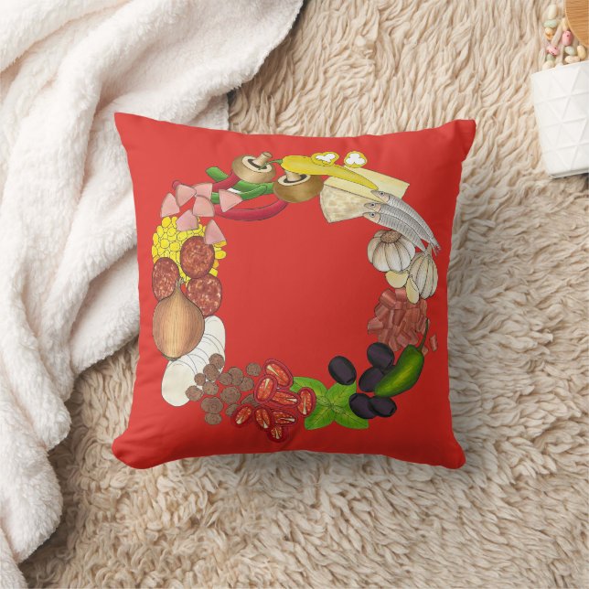 Pizza Party toppings gör din egen födelsedagssår Kudde (Filt)