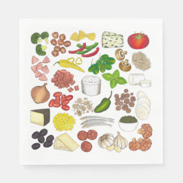 Pizza Party Toppings Italienska Food Pizzeria Paj Pappersservett