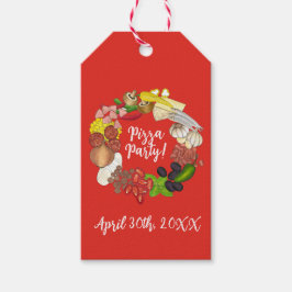 Pizza Party Toppings Italienska Food Pizzeria Paj Presentetikett