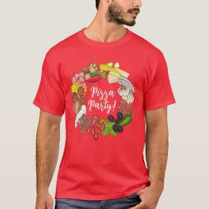 Pizza Party Toppings Italienska Food Pizzeria Paj T Shirt