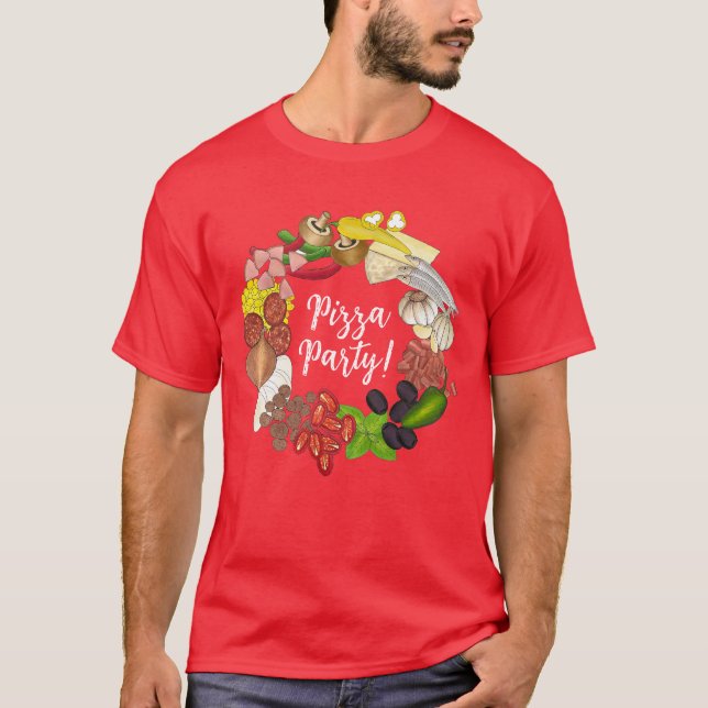 Pizza Party Toppings Italienska Food Pizzeria Paj T Shirt (Framsida)