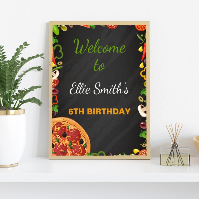 Pizza Party Välkommen Signs Poster (Pizza Party Welcome Signs)