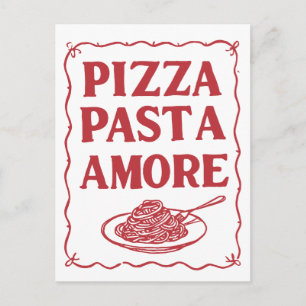 Pizza Pasta Amore Italiensk Mat Kärlek Vykort