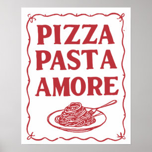 Pizza Pasta Amore Italiensk Mat Köksvägg Konst Poster