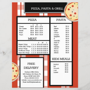 Pizza Pasta Grill Restaurant Spaghetti Menu Reklamblad