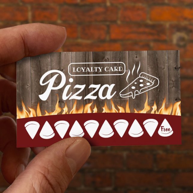 Pizza Pasta Restaurant Rustic Wood Lojalitetskort (Skapare uppladdad)