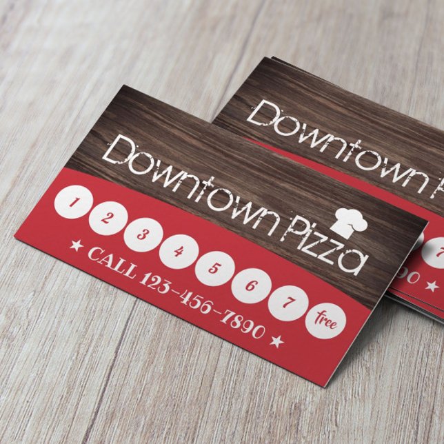 Pizza Pasta Restaurant Rustic Wood Loyalty Lojalitetskort (Skapare uppladdad)