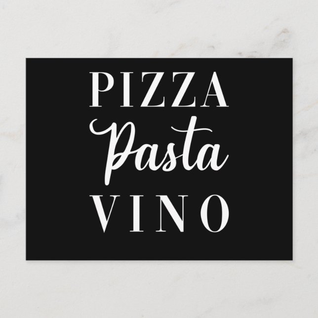 Pizza Pasta Vino Vykort (Framsida)