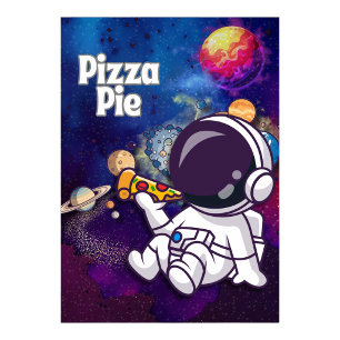 Pizza Pie kul astronaut väggkonst Affisch