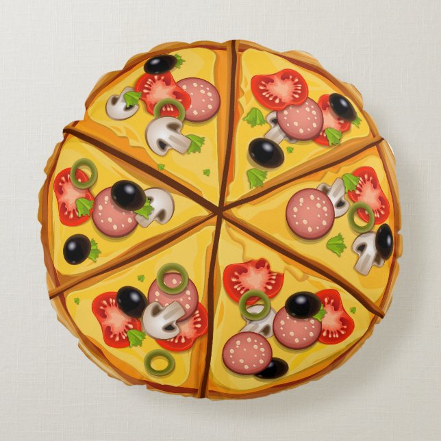 Pizza Pillow Rund Kudde (Framsidan)