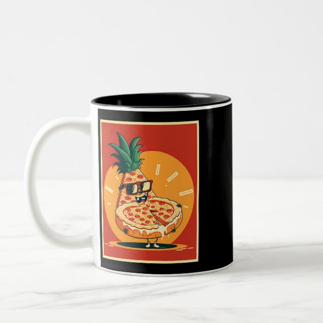 Pizza Pineapple Hawaii Summer Fast Food Tomates F Två-Tonad Mugg (Vänster)