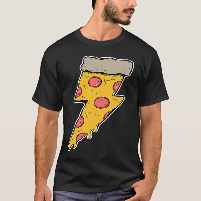 Pizza Pizza coola pizza power Blixt T Shirt (Framsida)