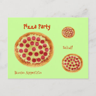 pizza, pizza, pizza, Pizza Party, Salud! Inbjudan Vykort