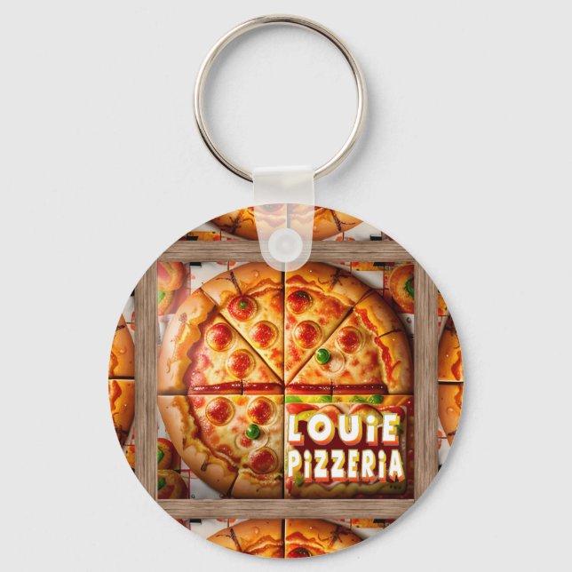 Pizza Pizzeria Design Nyckelring (Framsida)