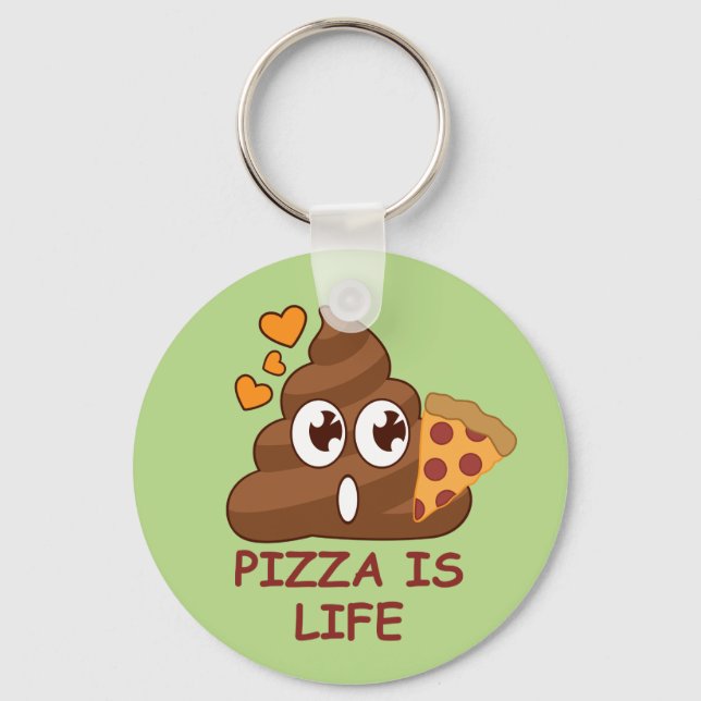 Pizza Poop Life Nyckelring (Framsida)