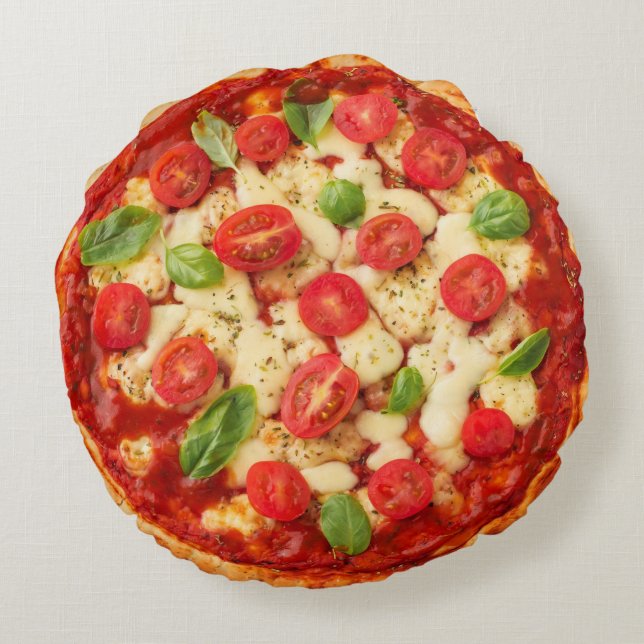 Pizza Print Dubbla Side Rund Kudde (Baksidan)