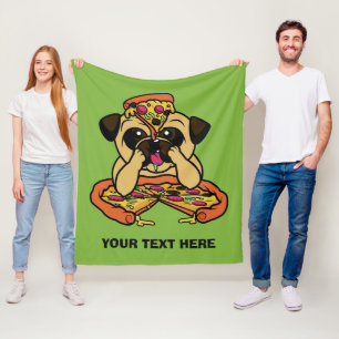 Pizza Pug anpassningsbar-text kastar filtar