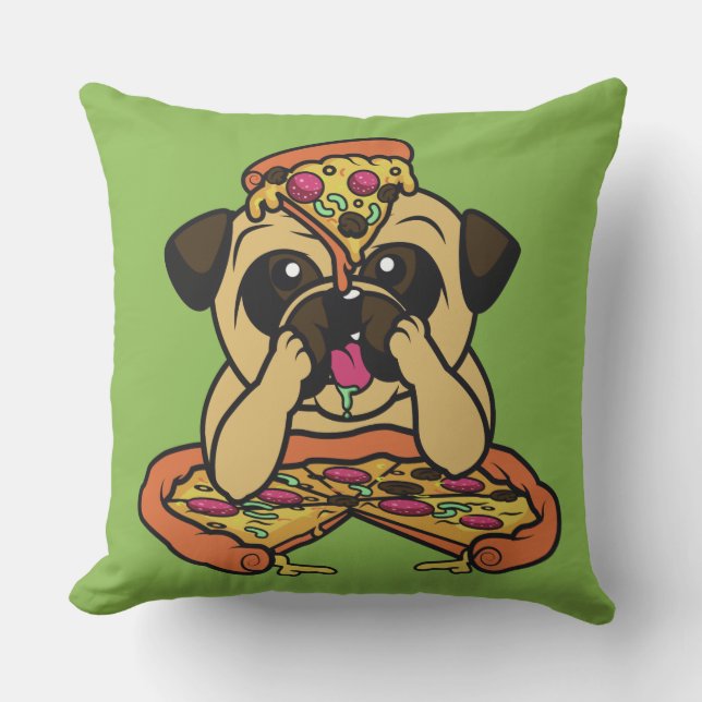 Pizza Pug dekorativ kudde (Framsida)