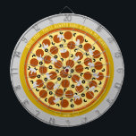 Pizza Puns Personlig Pepperoni Pizza w/Toppings Darttavla<br><div class="desc">Pizza och roligt kombineras i den här pizzabasken med ditt eget skarpa eller älskande budskap! Lägg till ditt favoritskämt med osten pappa på skorpan eller ditt personliga meddelande till honom. Pizzadesignen är lagrad och kan anpassas efter ditt val av pepperoni, oliver och svamp. Färg av alla pizzor- och toppillustrationer är...</div>