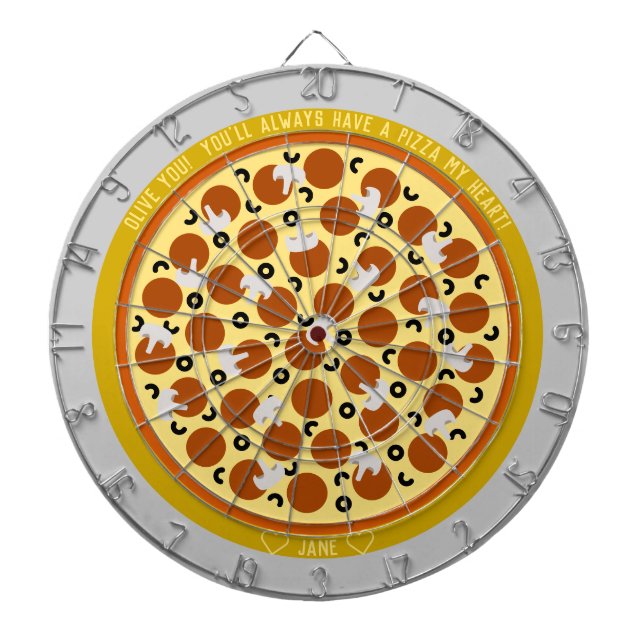 Pizza Puns Personlig Pepperoni Pizza w/Toppings Darttavla (Framsidan)