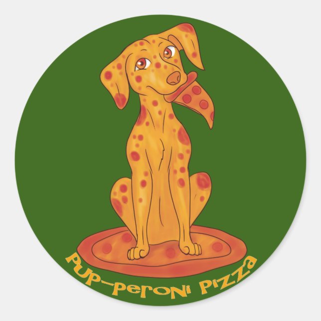 Pizza Puppy Runt Klistermärke (Framsida)