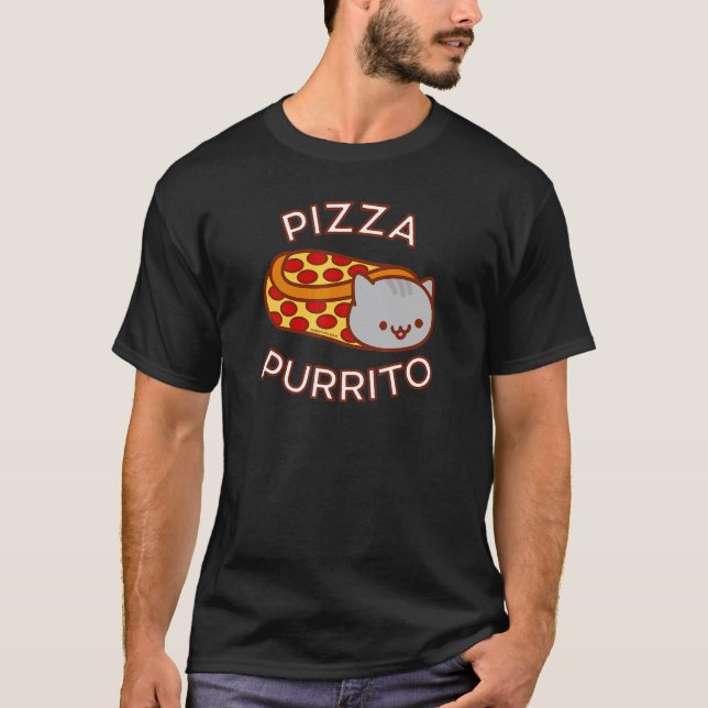Pizza Purrito Katt T Shirt (Framsida)