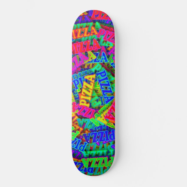 Pizza Rainbow Neon Mini Skateboard Bräda 18,5 Cm (Framsida)