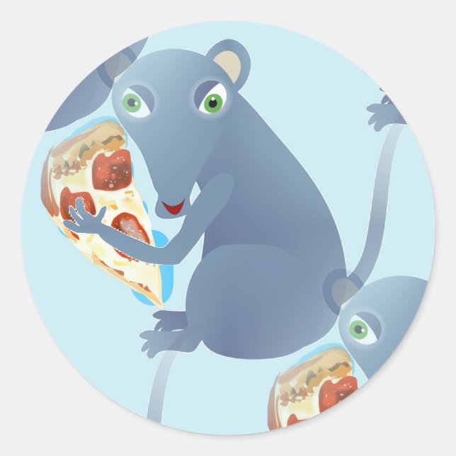 pizza råtta runt klistermärke (Framsida)